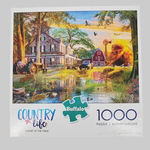 Buffalo Country Life Series‎ Sunset At The Farm 1000 Piece Puzzle Pre-Owned